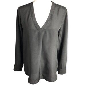 J.Crew Black Long Sleeve V-neck Blouse